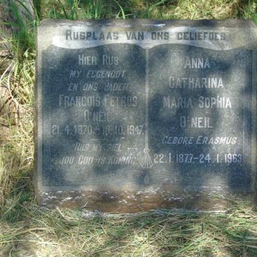 O'NEIL Francois Petrus 1870-1947 & Catharina Maria Sophia ERASMUS 1877-1963