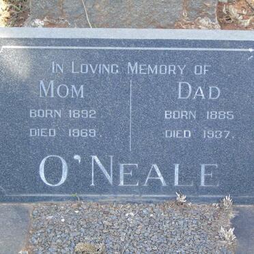 O'NEALE Dad 1885-1937 & Mom 1892-1969