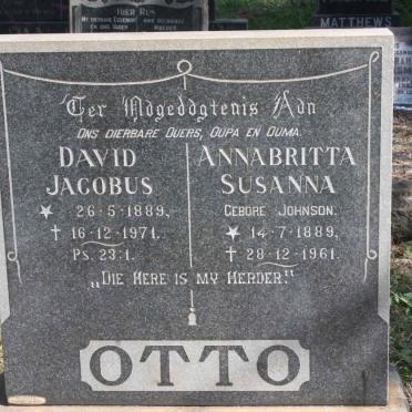 OTTO David Jacobus 1889-1971 &amp; Anna Britta Susanna JOHNSON 1889-1961
