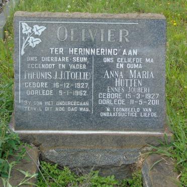 OLIVIER Theunis J.J. 1927-1962 &amp; Anna Maria HUTTEN 1927-2011