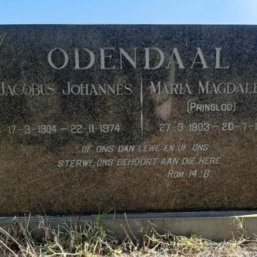 ODENDAAL Jacobus Johannes 1904-1974 &amp; Maria Magdalena L. PRINSLOO 1903-1984