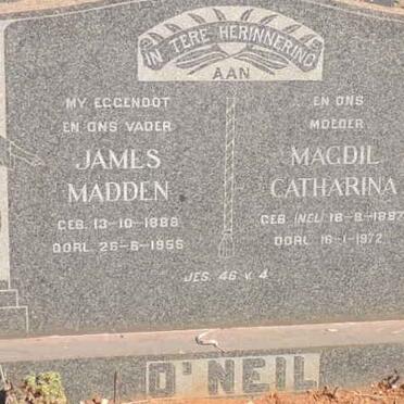 O'NEIL James Madden 1888-1955 & Magdil Catharina NEL 1887-1972