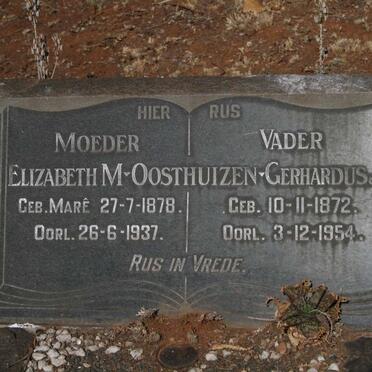 OOSTHUIZEN Gerhardus J. 1872-1954 & Elizabeth M. 1878-1937