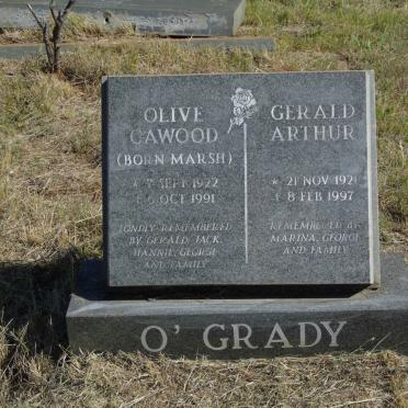 O'GRADY Gerald Arthur 1921-1997 &amp; Olive Cawood MARSH 1922-1991
