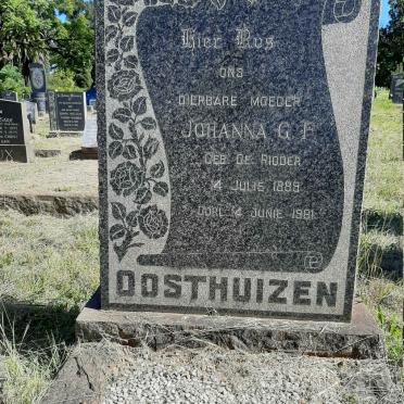 OOSTHUIZEN Johanna G.F. nee DE RIDDER 1889-1961