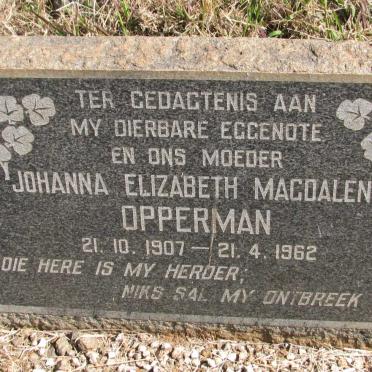 OPPERMAN Johanna Elizabeth Magdalena 1907-1962