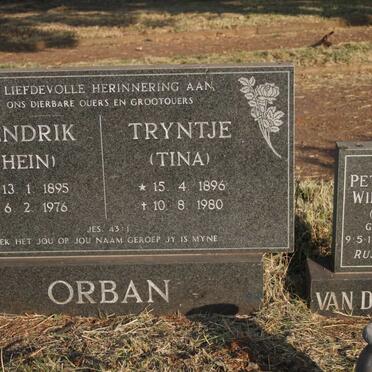 ORBAN Hendrik 1895-1976 & Tryntje 1896-1980 :: HELDE Petronella Wilhelmina, van der nee ORBAN 1921-1994