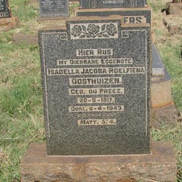 OOSTHUIZEN Isabella Jacoba Roelfiena nee DU PREEZ 1917-1943