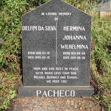 PACHECO Delfim Da Silva 1918-1990 &amp; Hermina Johanna Wilhelmina 1931-2011