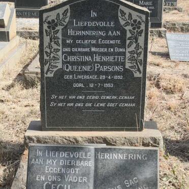 PARSONS Christina Henriette nee LIVERSAGE 1892-1953 :: LIVERSAGE Cecil 1924-1977