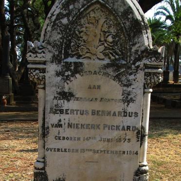 PICKARD Albertus Bernardus van Niekerk 1875-1914