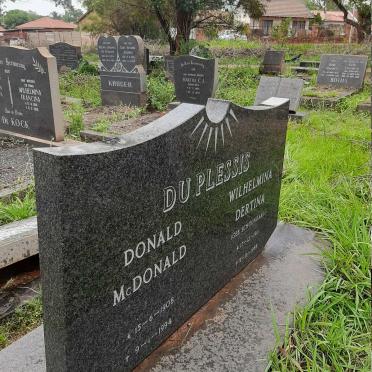 PLESSIS Donald McDonald, du 1908-1994 &amp; Wilhelmina Dertina SCHOONRAAD 1911-1988 