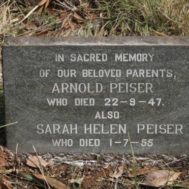 PEISER Arnold -1947 &amp; Sarah Helen -1955