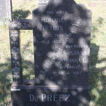 PREEZ Hercules Petrus, du 1906-1976 &amp; Susanna Johanna C. DE LANGE 1907-