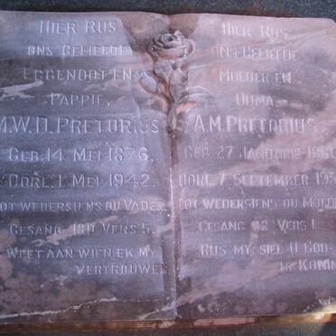 PRETORIUS M.W.D. 1876-1942 & A.M. 1880-1950