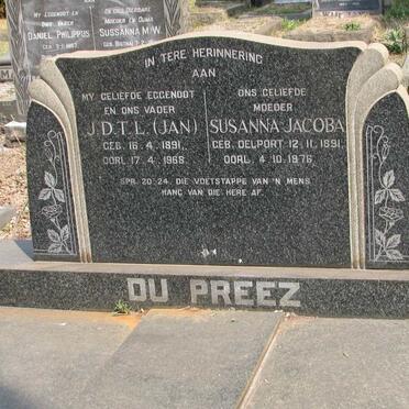 PREEZ J.D.T.L., du 1891-1968 &amp; Susanna Jacoba DELPORT 1891-1976