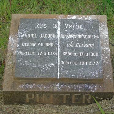 PUTTER Gabriel Jacobus 1890-1975 &amp; Johanna Hendriena DE CLERCQ 1888-1977