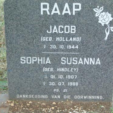 RAAP Jacob -1944 :: RAAP Sophia Susanna nee HINDLEY 1907-1988