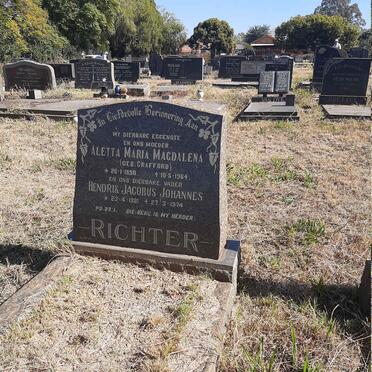 RICHTER Hendrik Jacobus Johannes 1881-1974 &amp; Aletta Maria Magdalena CRAFFORD 1890-1964