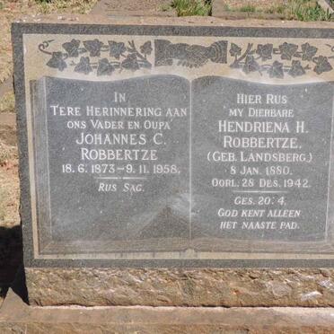 ROBBERTZE Johannes C. 1873-1958 &amp; Hendriena H. LANDSBERG 1880-1942