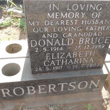 ROBERTSON Donald Bruce 1914-1989 & Elizabeth Catharina 1917-2003