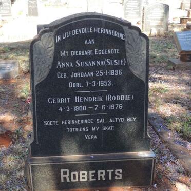 ROBERTS Gerrit Hendrik 1900-1976 &amp; Anna Susanna JORDAAN 1896-1953