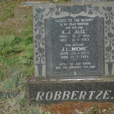 ROBBERTZE A.J. 1899-1949 & J.L. 1903-1999