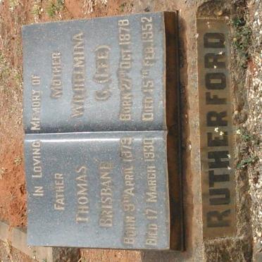 RUTHERFORD Thomas Brisbane 1879-1930 &amp; Wilhelmina G. LEE 1878-1952