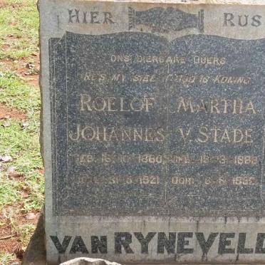 RYNEVELD Roelof Johannes, van 1860-1921 &amp; Martha V. STADE 186?-19??
