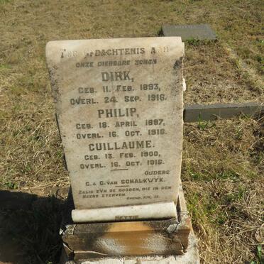 SCHALKWYK Dirk, van 1893-1916 :: VAN SCHALKWYK Philip 1897-1916 :: VAN SCHALKWYK Guillaume 1900-1916