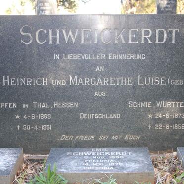 SCHWEICKERDT Emil Heinrich 1869-1951 &amp; Margarethe Luise SCHENK 1873-1958