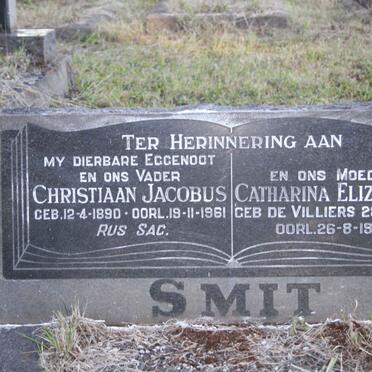 SMIT Christiaan Jacobus 1890-1961 &amp; Catharina Elizabeth DE VILLIERS 1881-1967