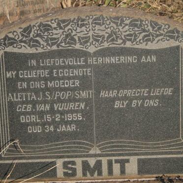 SMIT Aletta J.S. nee VAN VUUREN -1955