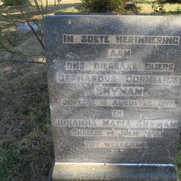 SNYMAN Gerhardus Cornelius -1917 & Johanna Maria -1935