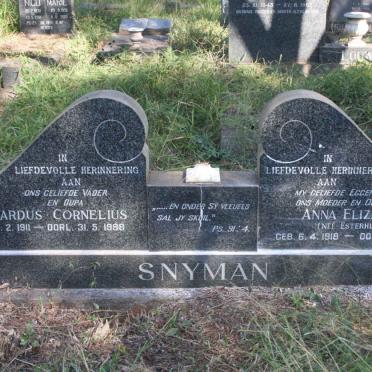 SNYMAN Gerhardus Cornelius 1911-1988 &amp; Anna Elizabeth ESTERHUIZEN 1918-1968
