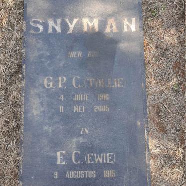 SNYMAN G.P.C. 1916-2005 &amp; E.C. 1915-