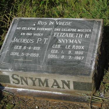 SNYMAN Jacobus P.T. 1881-1958 & Elizabeth H. LE ROUX 1890-1967