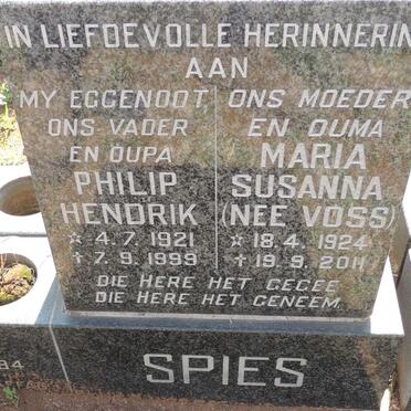 SPIES Philip Hendrik 1921-1999 & Maria Susanna VOSS 1924-2011