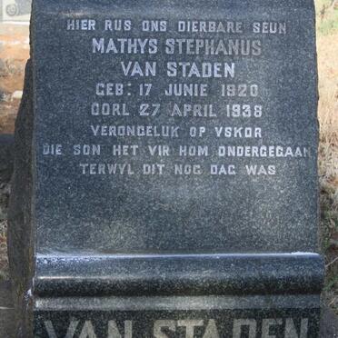 STADEN Mathys Stephanus, van 1920-1938