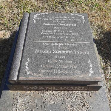 SWANEPOEL Antonie Christoffel 1926-2002 &amp; Jacoba Susanna Maria VENTER 1930-2007