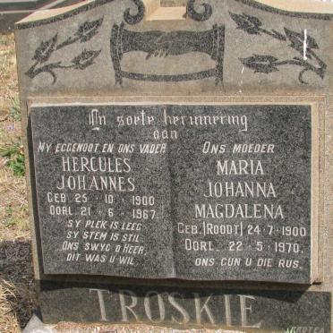 TROSKIE Hercules Johannes 1900-1967 &amp; Maria Johanna Magdalena ROODT 1900-1970