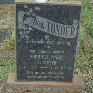 TONDER Andriesa Maria Elizabeth, van 1893-1963
