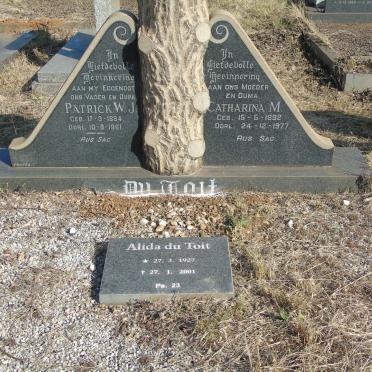 TOIT Patrick W.J. 1884-1961 &amp; Catharina M. 1892-1977 :: DU TOIT Alida 1927-2001