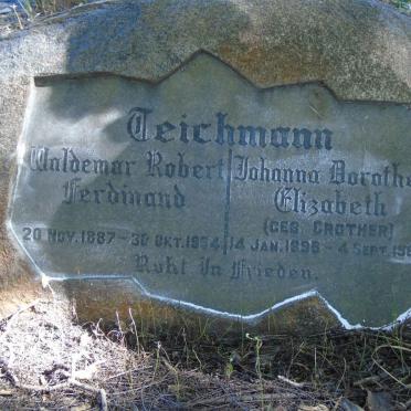 TEICHMANN Waldemar Robert Ferdinand 1887-1954 &amp; Johanna Dorothea Elizabeth GROTHER 1895-1965