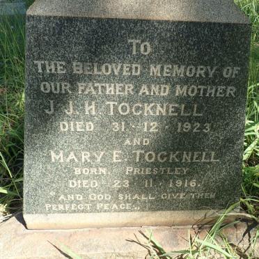 TOCKNELL J.J.H. -1923 &amp; Mary E. PRIESTLEY -1916