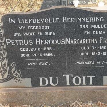 TOIT Petrus Herodus, du 1898-1956 & Margaretha Francina 1900-1980