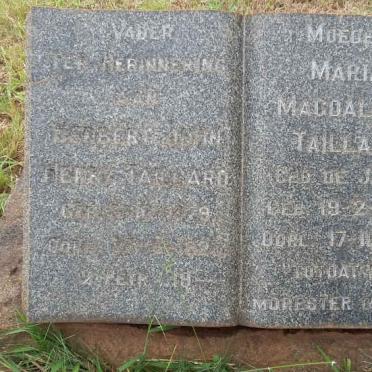 TAILLARD Herbert John Henry 18?9-1925 &amp; Maria Magdalena DE JAGER 1880-1972