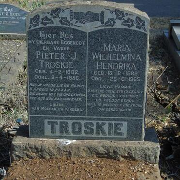 TROSKIE Pieter J. 1882-1956 & Maria Wilhelmina Hendrika 1888-1965