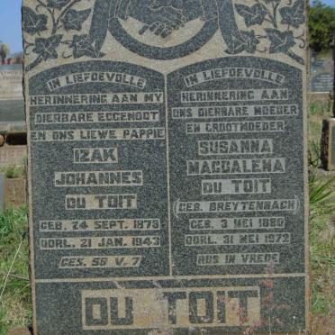 TOIT Izak Johannes, du 1878-1943 &amp; Susanna Magdalena BREYTENBACH 1880-1972