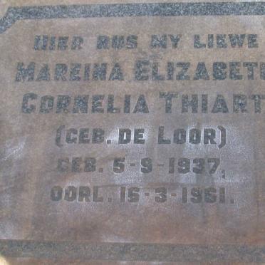 THIART Mareina Elizabeth Cornelia nee DE LOOR 1937-1961